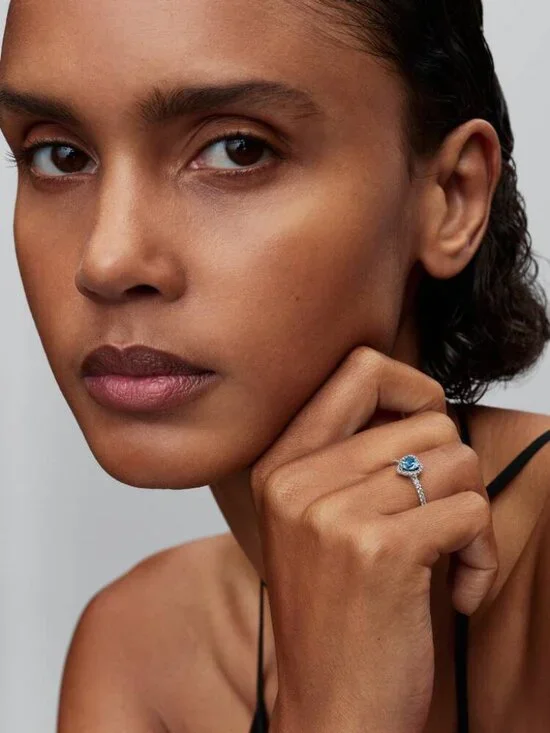 Pandora Elevated Light Blue Heart Ring - Picture 4 of 5